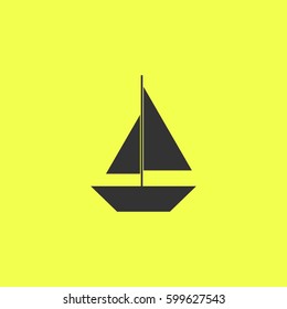 Sail boat icon flat. Black pictogram on white background. Vector illustration symbol and bonus button