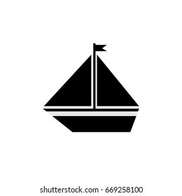 Sail boat icon, flat design template, vector illustration 