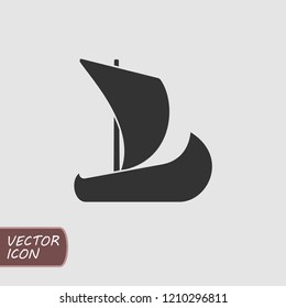 Sail boat icon in flat style. Vector illustration.