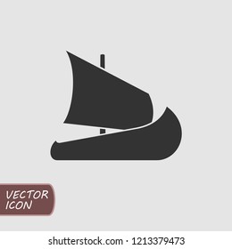 Sail boat icon in flat style. Vector illustration.