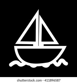 Sail boat icon illustration design