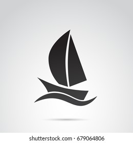Sail boat icon isolated on white background. Vector art.