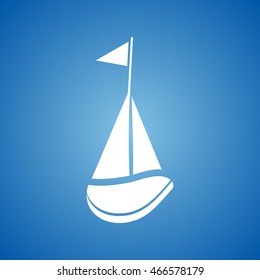 Sail Boat Icon on blue color. 
