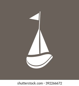 Sail Boat Icon on Dark Gray Color. Eps-10.