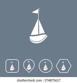 Sail Boat Icon on Flat UI Colors with Different Shapes. Eps-10.
