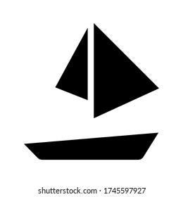 Sail boat icon on isolated white background with glyph icon style, Sail boat vector illustration.