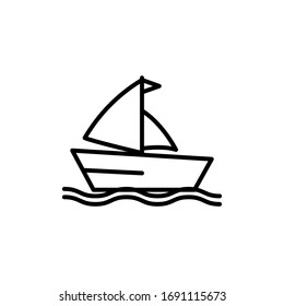 Sail boat icon with outline style vector for your web design