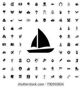 Sail boat icon. set of filled holiday icons.