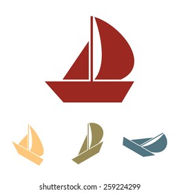 Sail Boat icon  set. Isometric effect