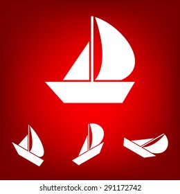 Sail Boat icon  set. Isometric effect
