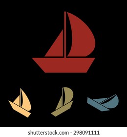 Sail Boat icon  set. Isometric effect