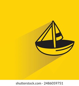 sail boat icon with shadow on yellow background