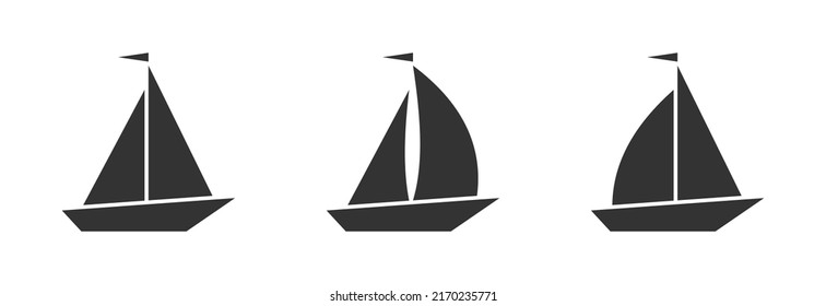 Icono de barco de vela. Icono de envío. Ilustración vectorial plana.