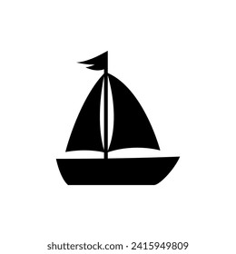 Icono de barco de vela. Icono de envío. Ilustración vectorial plana.
