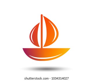 Sail boat icon. Ship sign. Shipment delivery symbol. Blurred gradient design element. Vivid graphic flat icon. Vector