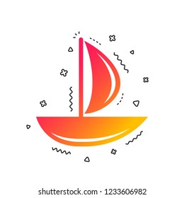 Sail boat icon. Ship sign. Shipment delivery symbol. Colorful geometric shapes. Gradient boat icon design.  Vector