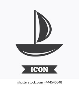 Sail boat icon. Ship sign. Shipment delivery symbol. Graphic design element. Flat boat symbol on white background. Vector