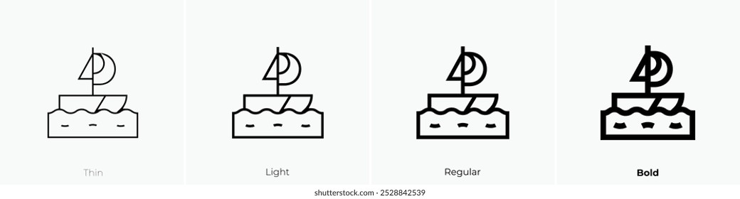 sail boat icon. Thin, Light Regular And Bold style design isolated on white background
