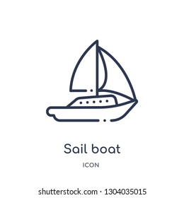 sail boat icon from transport outline collection. Thin line sail boat icon isolated on white background.