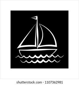 Sail Boat Icon Vector Art Illustration