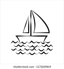 Sail Boat Icon Vector Art Illustration