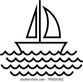 Sail Boat Icon Vector Art Illustration