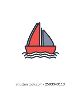 Sail boat icon. vector.Editable stroke.linear style sign for use web design,logo.Symbol illustration.