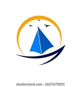 Sail boat icon whit white background