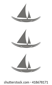 Sail boat icons set vector illustration
