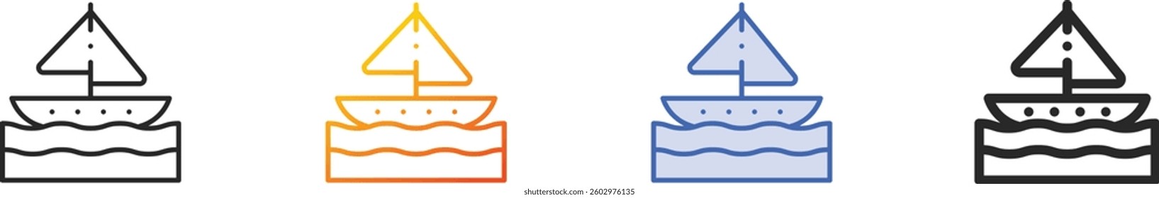 sail boat icon.Thin Linear, Gradient, Blue Stroke and bold Style Design Isolated On White Background