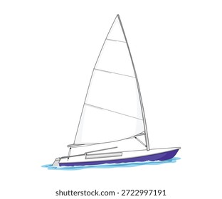 Sail boat illustration. Simple colored, clip art