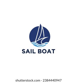 sail boat line art logo logo vector illustration design