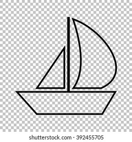 Sail Boat line vector icon on transparent background