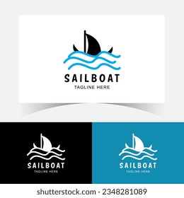 Sail Boat Logo Design Template With Wave.