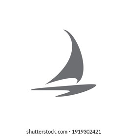 Sail boat logo design vector based template illustration