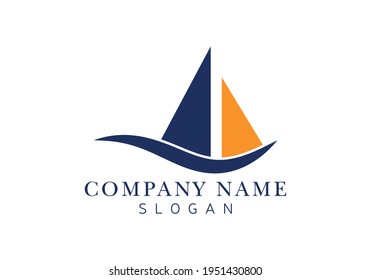 sail boat logo design vector template,