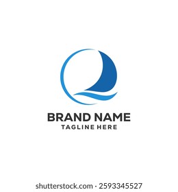 Sail boat logo design vector illustration, design for use company brand