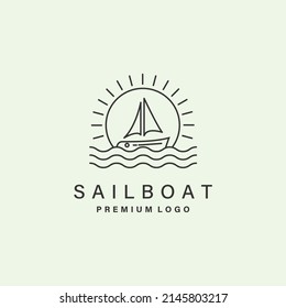 sail boat logo icon design minimalist vector illustration