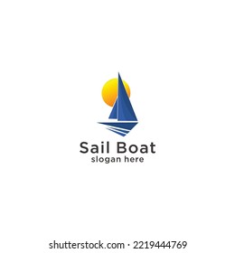 Sail Boat logo icon design template flat vector
