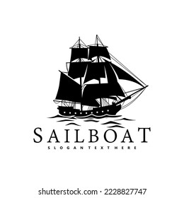 SAIL BOAT LOGO ICON ILLUSTRATION DESIGN VECTOR