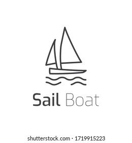 Sail Boat Logo Icon Template. Vector Illustration. Modern Design