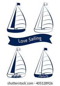 Sail Boat Logo set. Creative vector design of a sailing yacht
