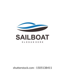 sail boat logo template, design concept vector