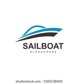 sail boat logo template, design concept vector