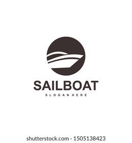 sail boat logo template, design concept vector
