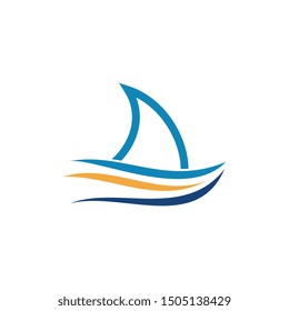 sail boat logo template, design concept vector