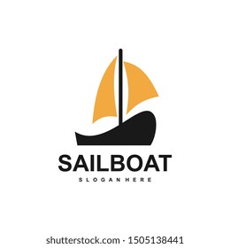 sail boat logo template, design concept vector