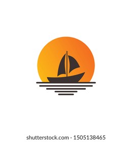 sail boat logo template, design concept vector