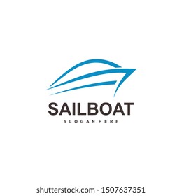 sail boat logo template, design concept vector