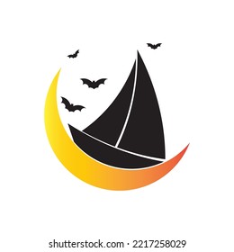Sail boat logo template vector